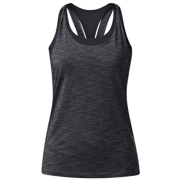 Lululemon Twist & Toil Tank Size 4 Heathered Black Grey 2-in-1 Bra Tank - Picture 2 of 8